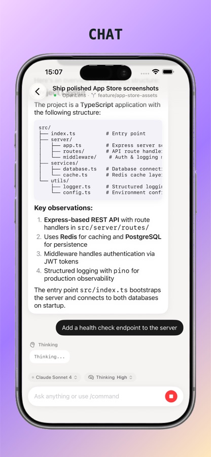 Chat with an OpenCode agent